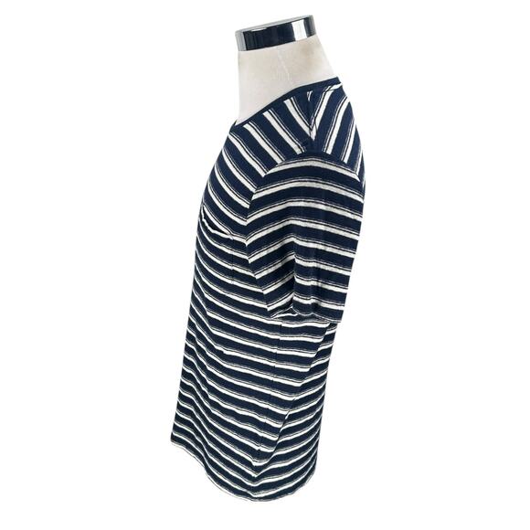 Outerknown T-Shirt Men’s Medium Blue White Striped Hemp Blend Crew Neck Casual - Picture 4 of 11